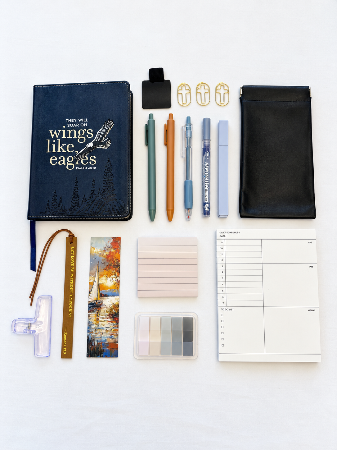 Eagle men's Christian stationery collection with a Scripture journal, writing tools, bookmarks, and Bible study accessories. Product photo 1 of 4.