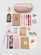 Trust pink Christian stationery collection with a Scripture journal, writing tools, bookmarks, washi tape, and Bible study accessories. Product photo 1 of 4.