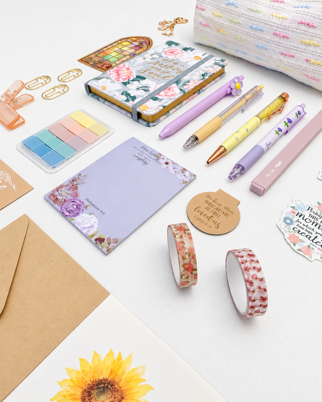Restore Christian stationery collection with a Scripture journal, writing tools, bookmarks, washi tape, and Bible study accessories. Product photo 3 of 4.