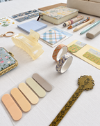 Harvest Light neutral fall stationery collection with a journal, writing tools, bookmarks, sticky notes, and seasonal desk accessories. Product photo 3 of 4.