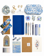 Harbor Blue stationery collection with an A5 journal, writing tools, bookmarks, washi tape, and coordinating desk accessories. Product photo 1 of 4.
