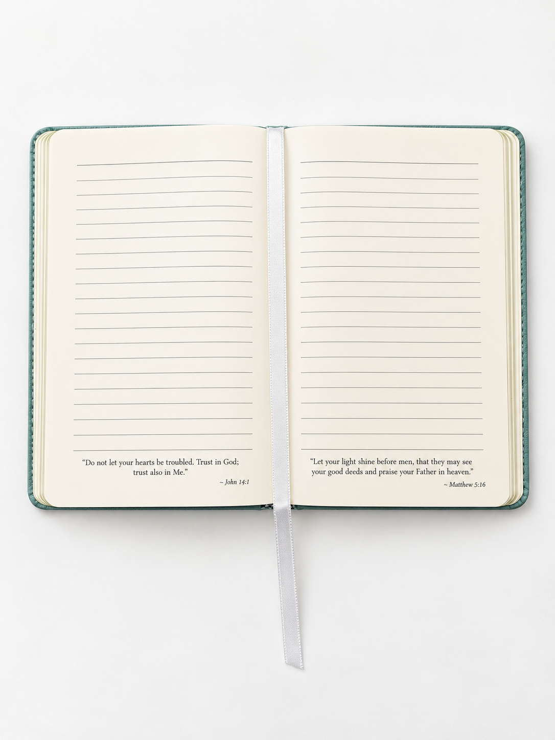 Faith green Christian stationery collection with a Scripture journal, writing tools, bookmarks, washi tape, and Bible study accessories. Product photo 4 of 4.