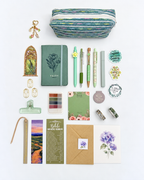 Faith green Christian stationery collection with a Scripture journal, writing tools, bookmarks, washi tape, and Bible study accessories. Product photo 1 of 4.