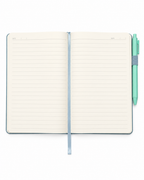 Sea Glass aqua stationery collection with an A5 journal, writing tools, bookmarks, washi tape, and coordinating desk accessories. Product photo 4 of 4.
